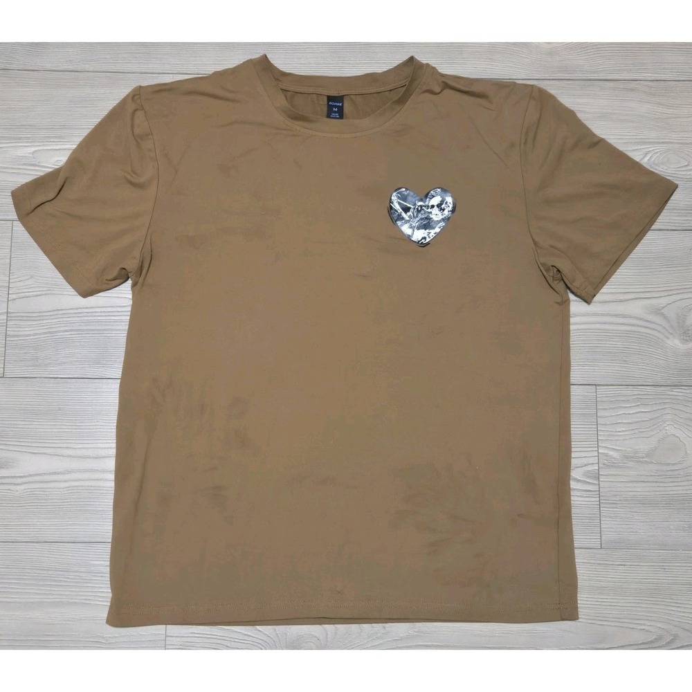 Romwe‎ Shirt Mens Size Medium Coyote Brown Believe In Our World